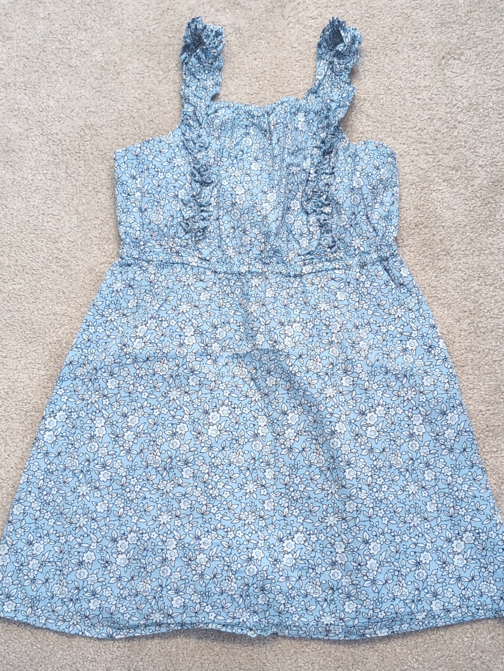 Crewcuts Light Blue Floral Ruffle-Strap Sundress